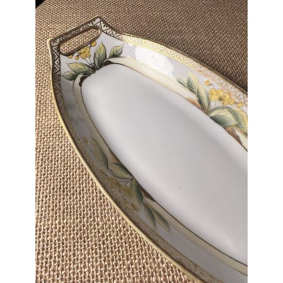 Nippon Hand Painted Celery / Relish Dish Gold Trim--Vintage/Japan/Beautiful - Picture 4 of 11